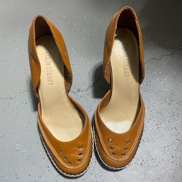 Colin Stuart Women's Size 8B Tan Brown Leather Loafer Style Kitten Heels - Picture 4 of 13